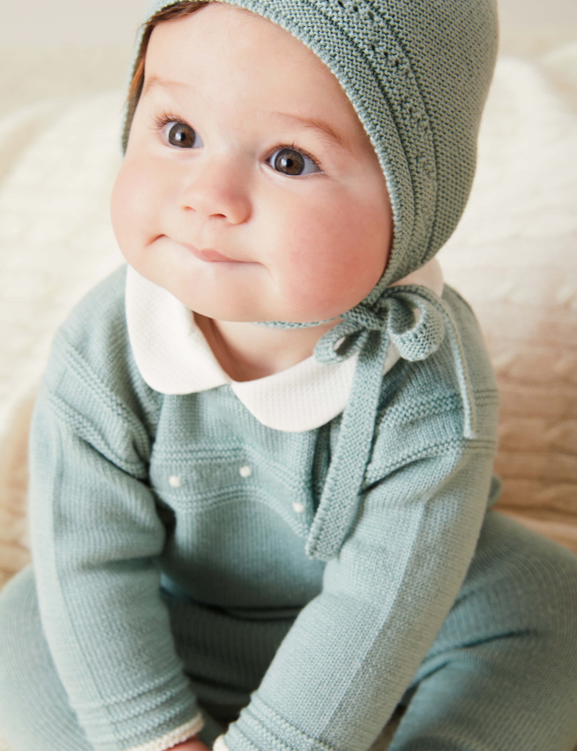 Dot Detail Knitted Set in Green (1-6mths) KNITTED SETS from Pepa London