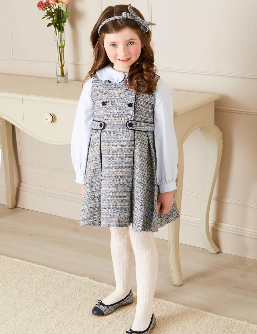 Ruffle Trim Long Sleeve Blouse in Blue (18mths-10yrs) Blouses from Pepa London