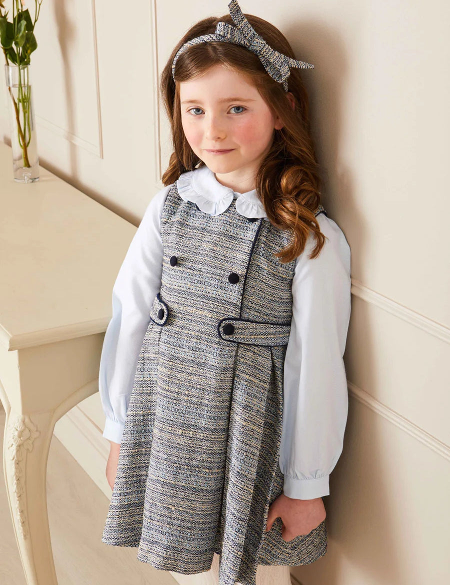 Walton Boucle Dress in Blue (12mths-10yrs) Dresses from Pepa London