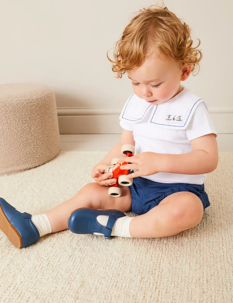 Plain Button Detail Bloomers in Blue (3mths-3yrs) BLOOMER from Pepa London