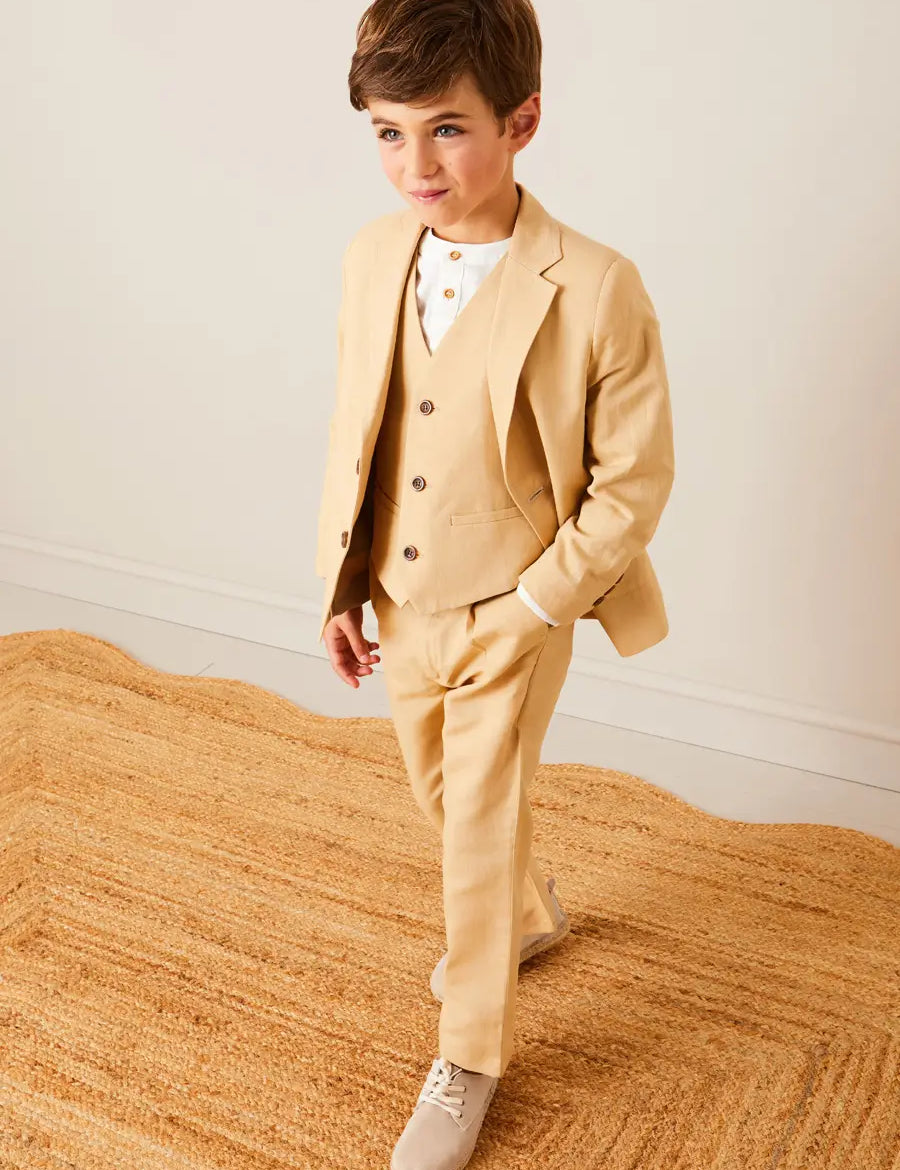 Linen Suit Trousers in Beige (4-10yrs) TROUSERS from Pepa London