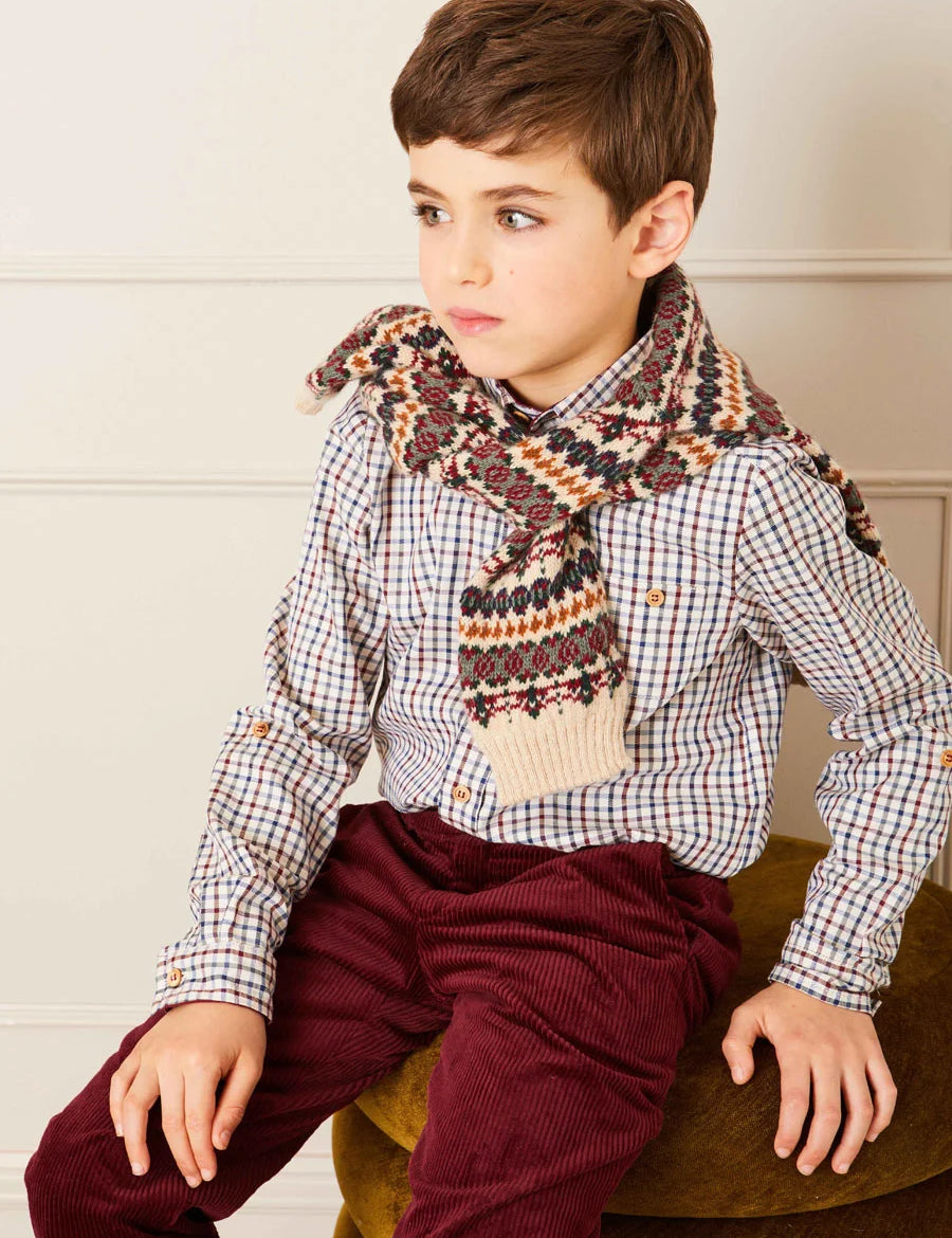 Corduroy Five Pocket Trousers in Burgundy (4-10yrs) Trousers from Pepa London