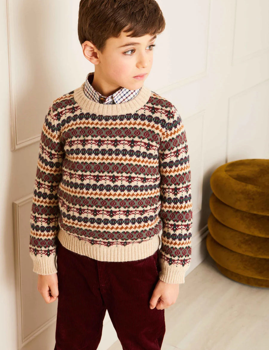 All Over Fair Isle Jumper in Camel (4-10yrs) Knitwear from Pepa London