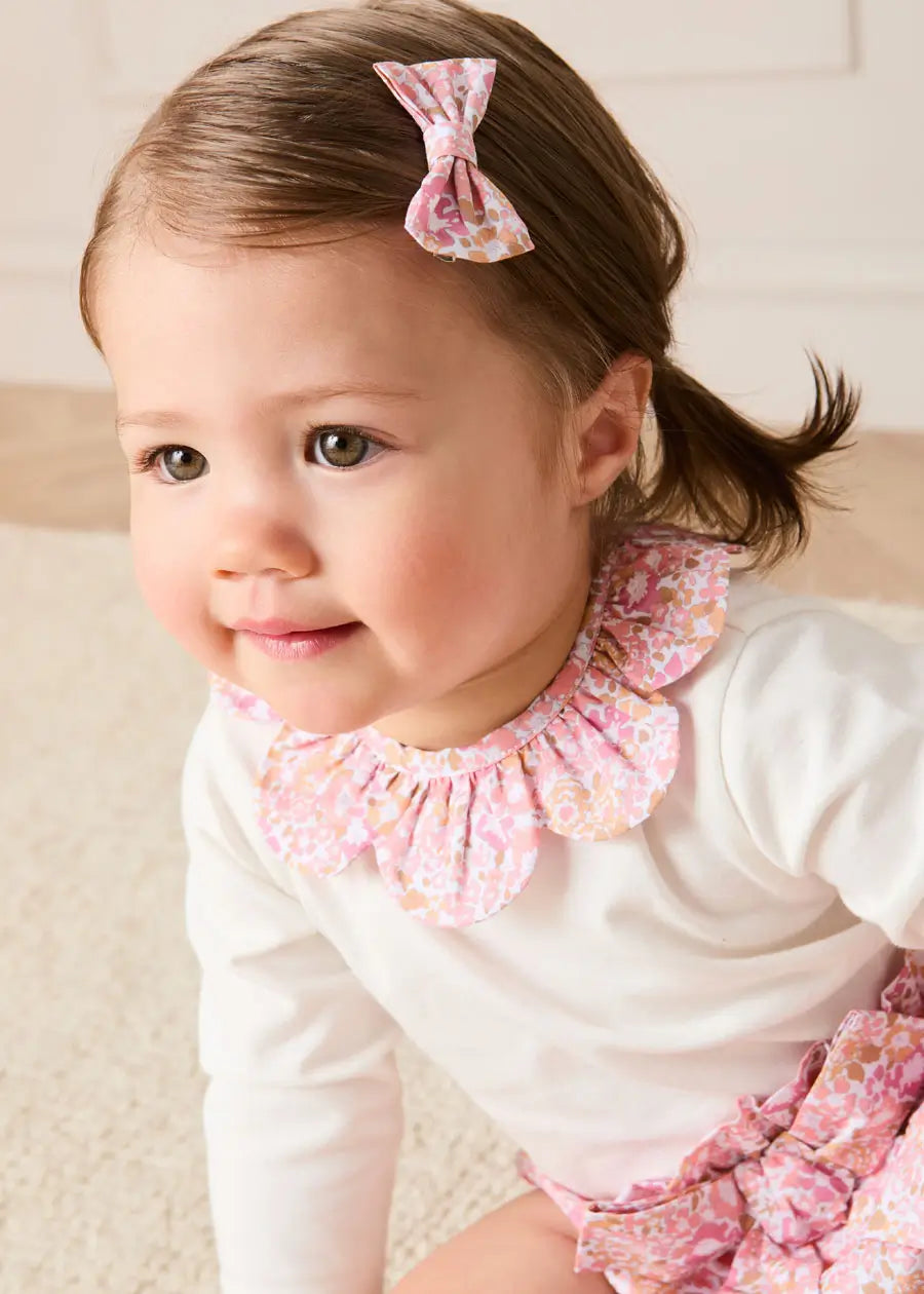 Nellie Floral Small Bow Hair Clip in Pink (OS) Hair Accessories from Pepa London