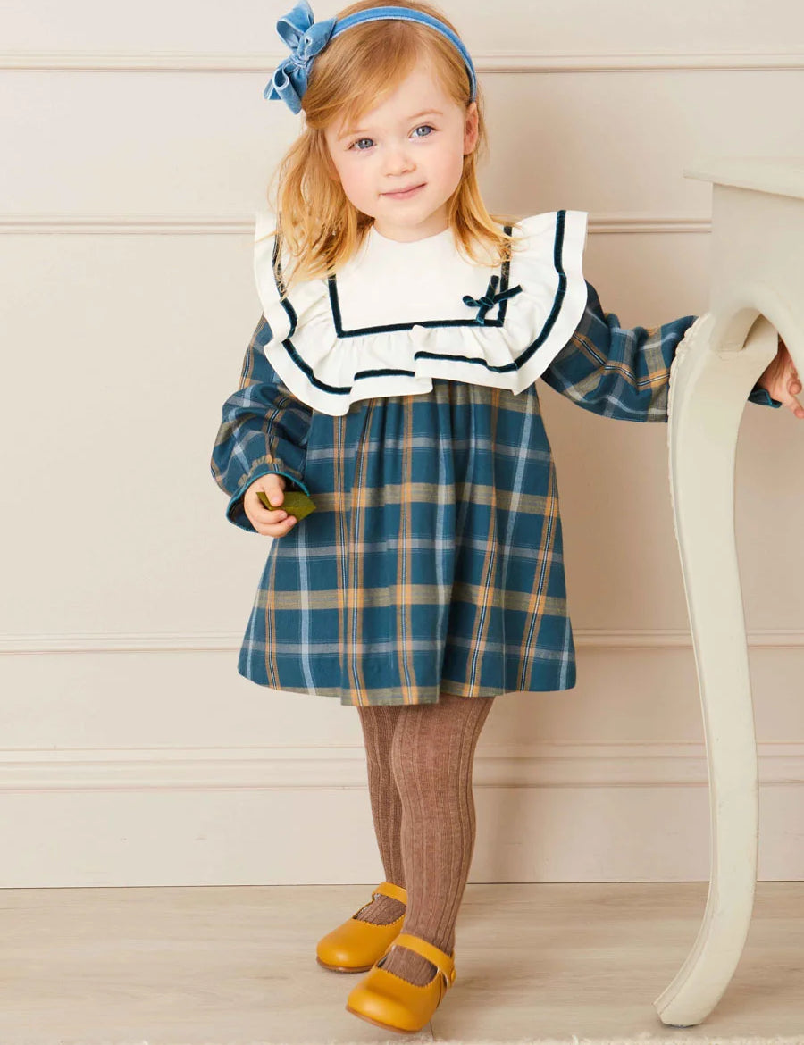 Windsor Tartan Dress in Blue (12mths-6yrs) Dresses from Pepa London