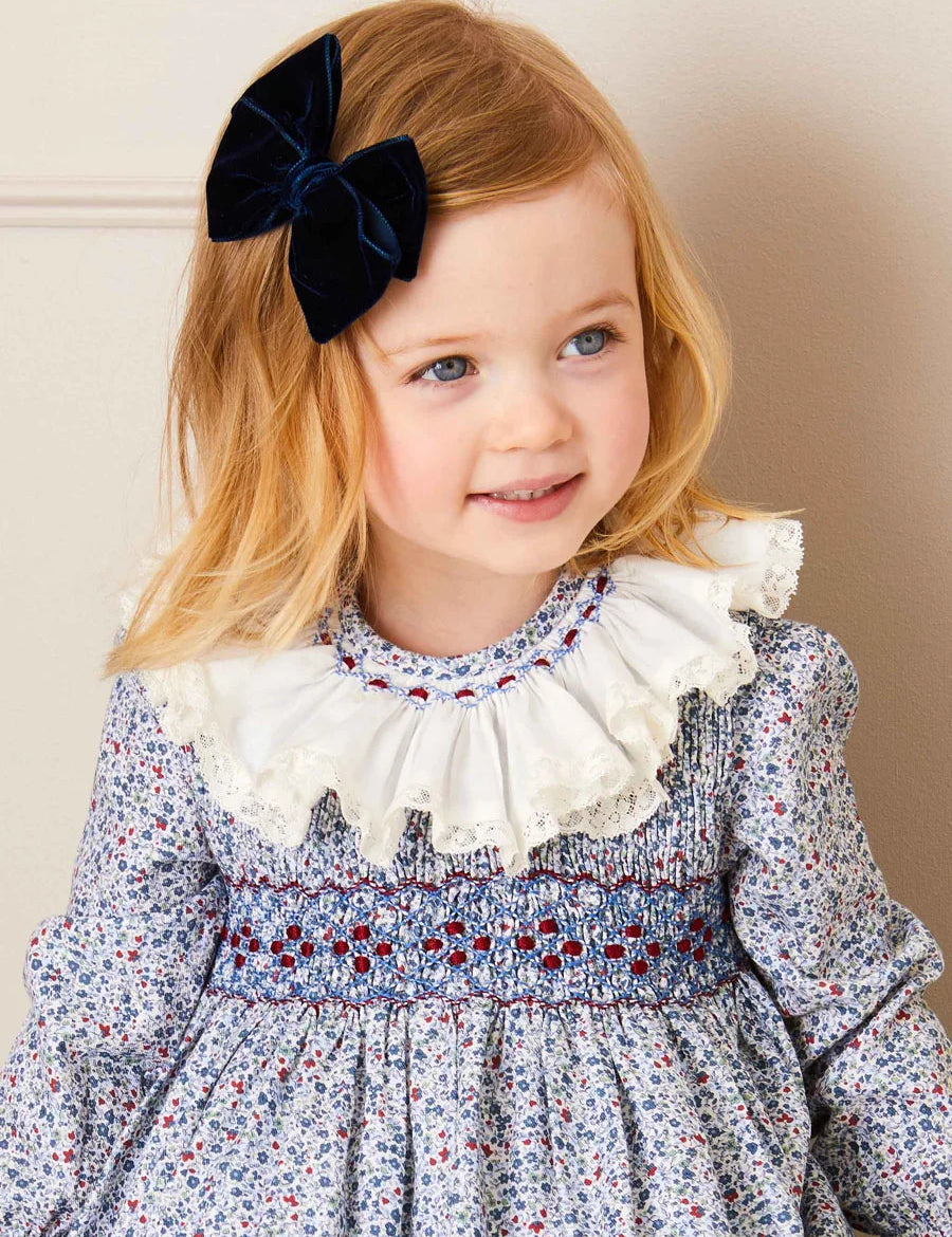 Velvet Big-Bow Clip in Navy Hair Accessories from Pepa London
