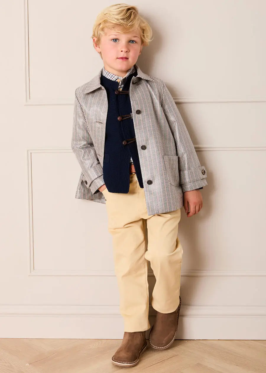 Sloane Check Raincoat with Pockets in Camel (4-10yrs) Coats from Pepa London