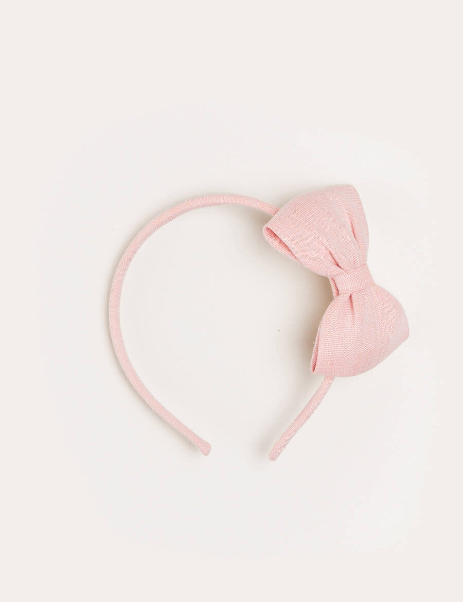 Plain Medium Bow Headband in Pink Hair Accessories from Pepa London