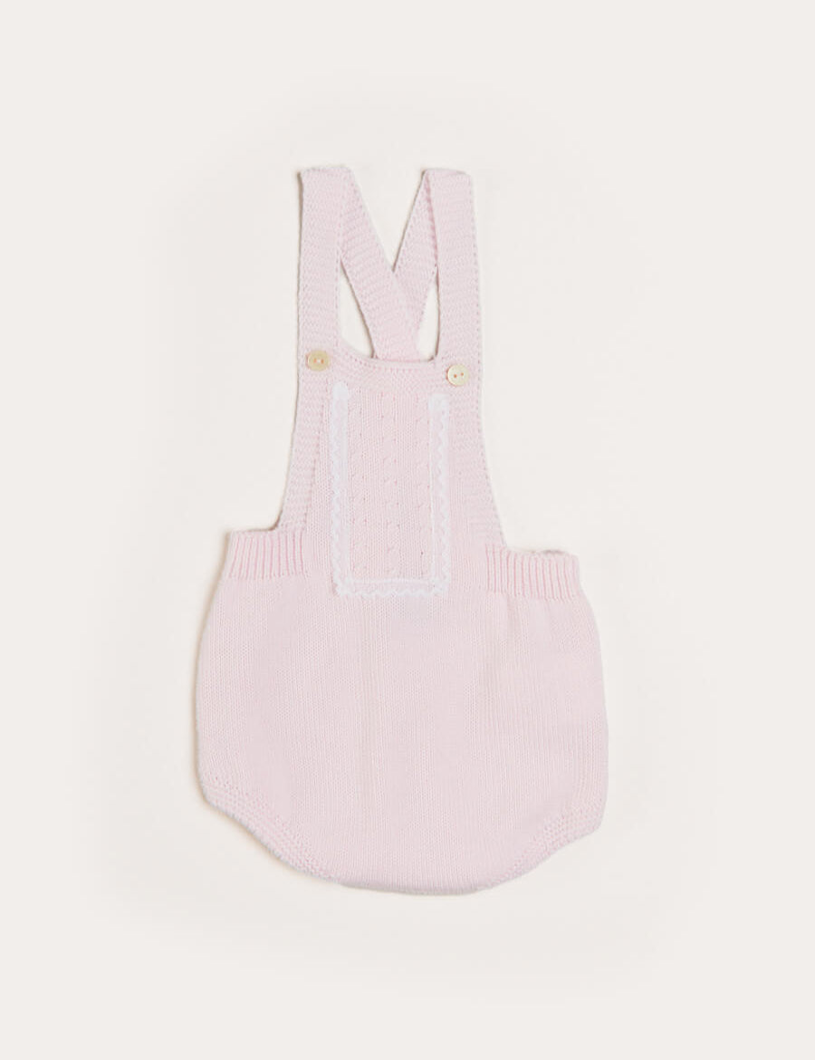 Knitted Openwork Dungarees in Pink (1-6mths) Dungarees from Pepa London