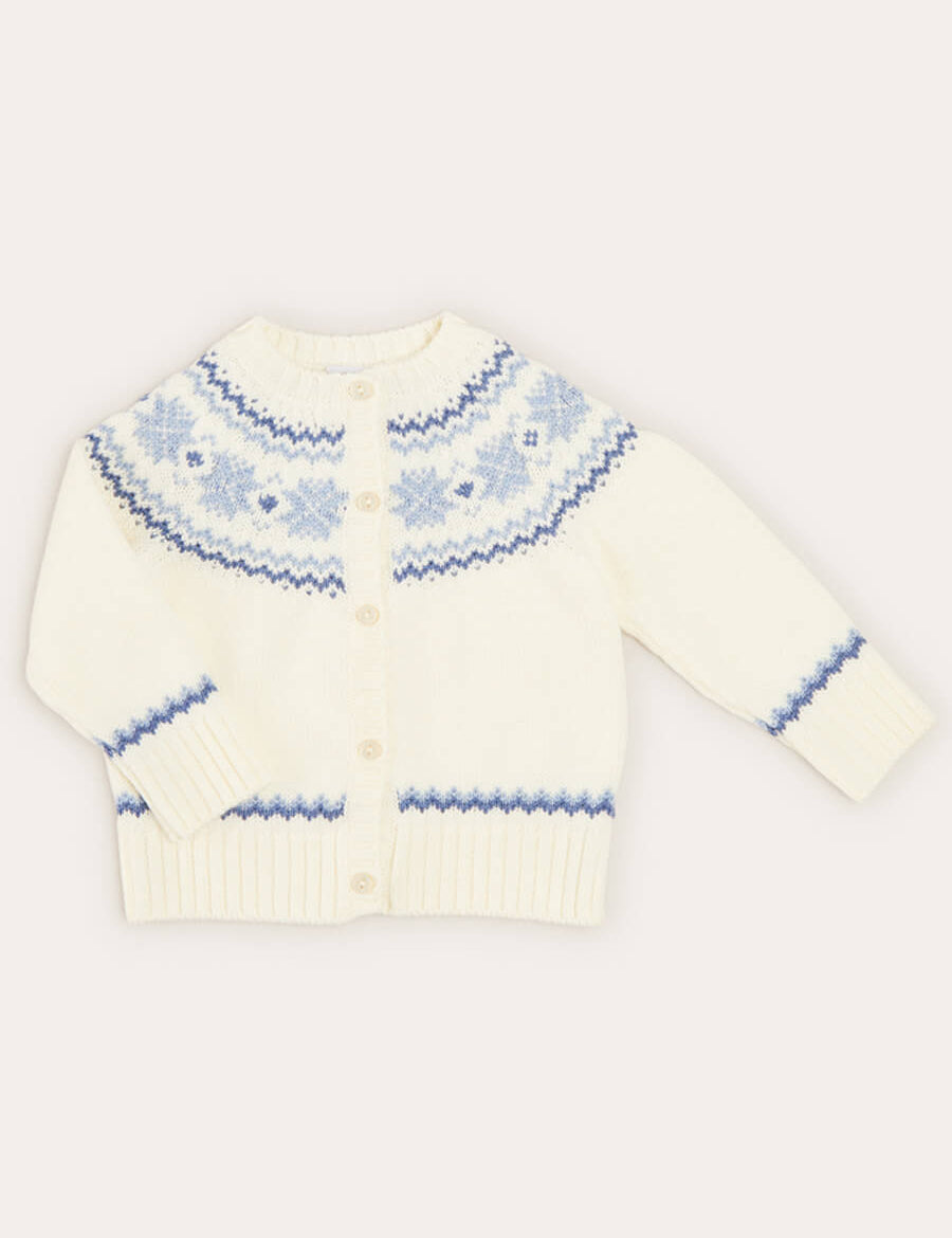 Fair Isle Cardigan in Cream (6mths-3yrs) KNITWEAR from Pepa London