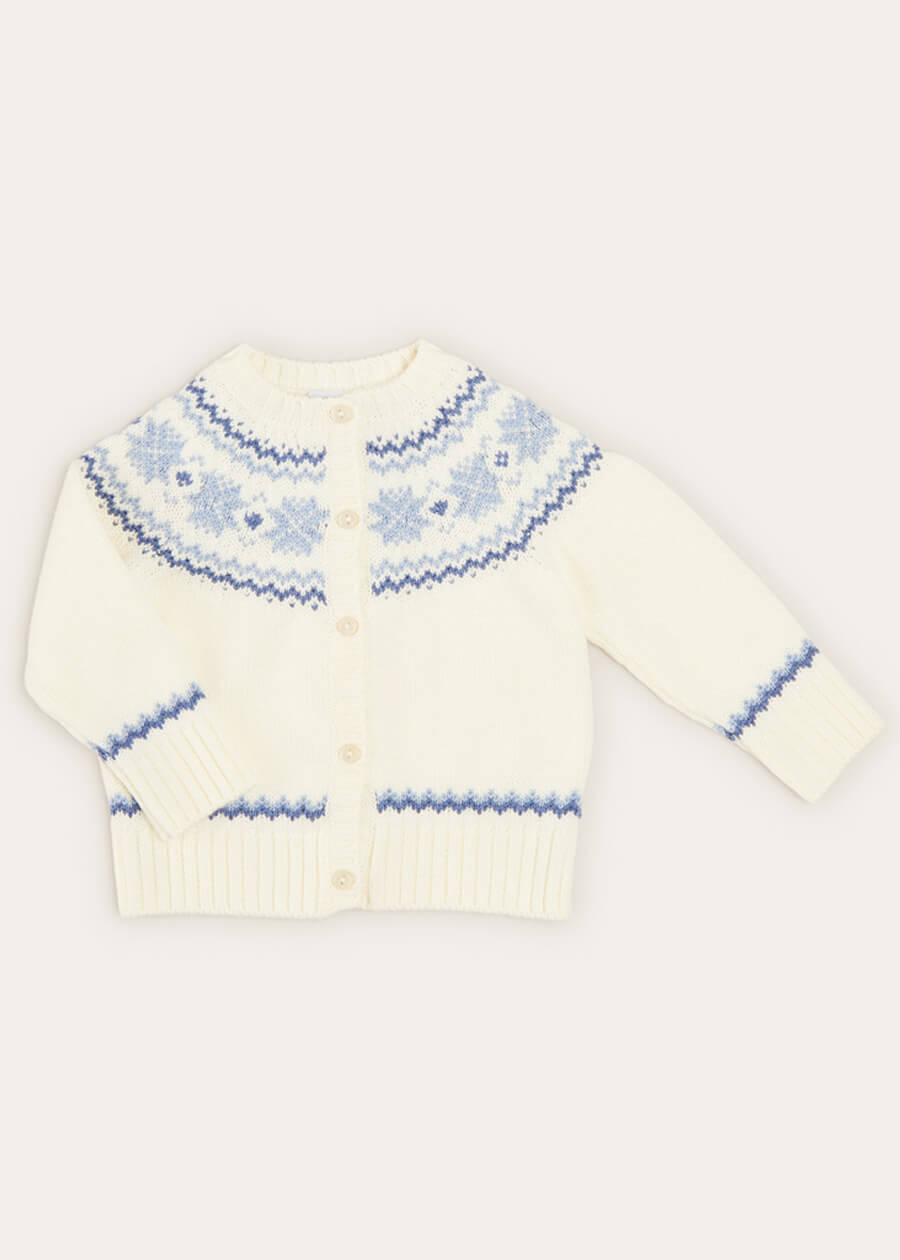 Fair Isle Cardigan in Cream (6mths-3yrs) KNITWEAR from Pepa London