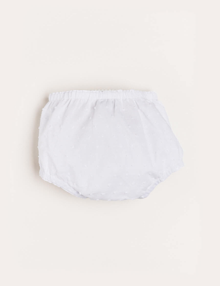 Lace Trim Embroidered Bloomers in White (1-6mths) Bloomers from Pepa London