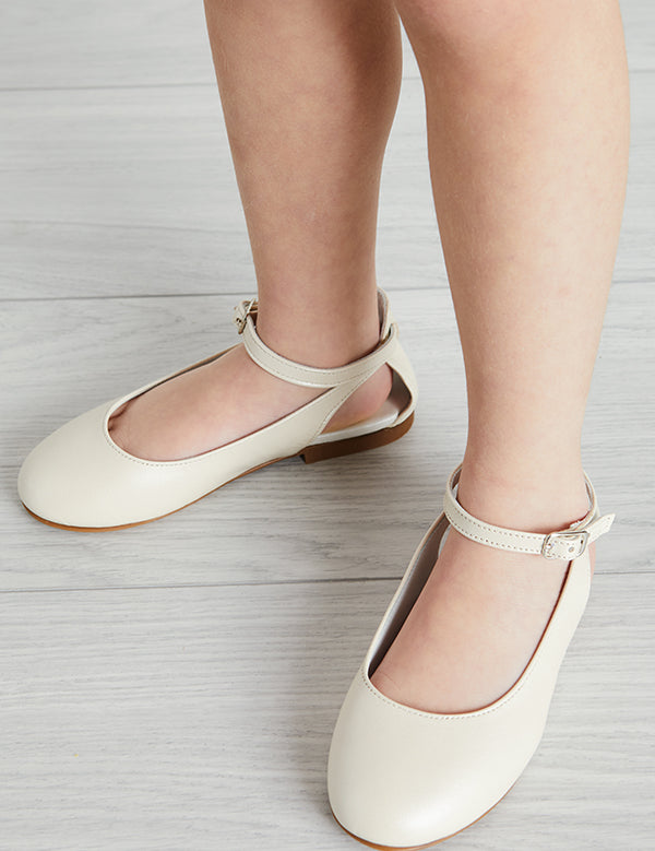 Open Heel Strappy Leather Sandals in Ivory (24-34EU) Shoes from Pepa London