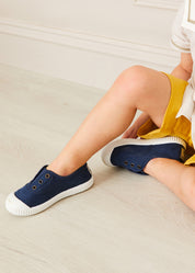 Canvas Plimsolls in Navy (20-35EU) Shoes from Pepa London