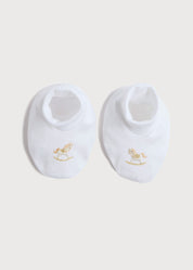 Newborn Booties With Rocking Horse Embroidery Beige (1-3mths) Knitted Accessories  from Pepa London