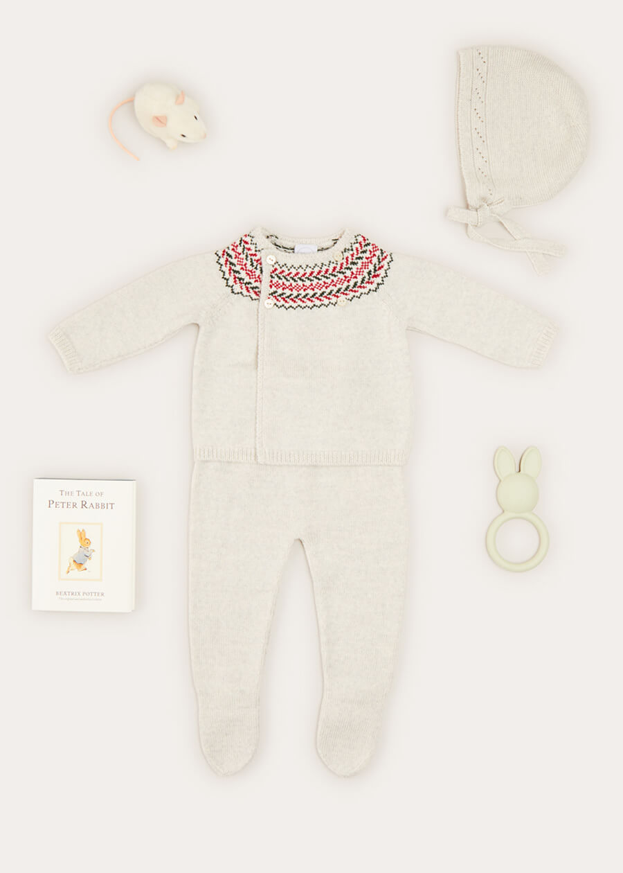 The Grey Knitted Fair Isle 2 Piece Set Newborn Look Look from Pepa London