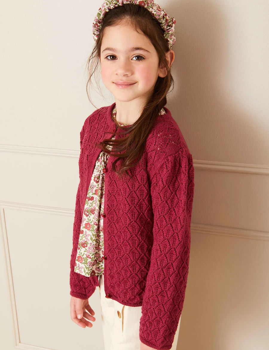 Openwork Cardigan in Pink (6mths-10yrs) Knitwear from Pepa London