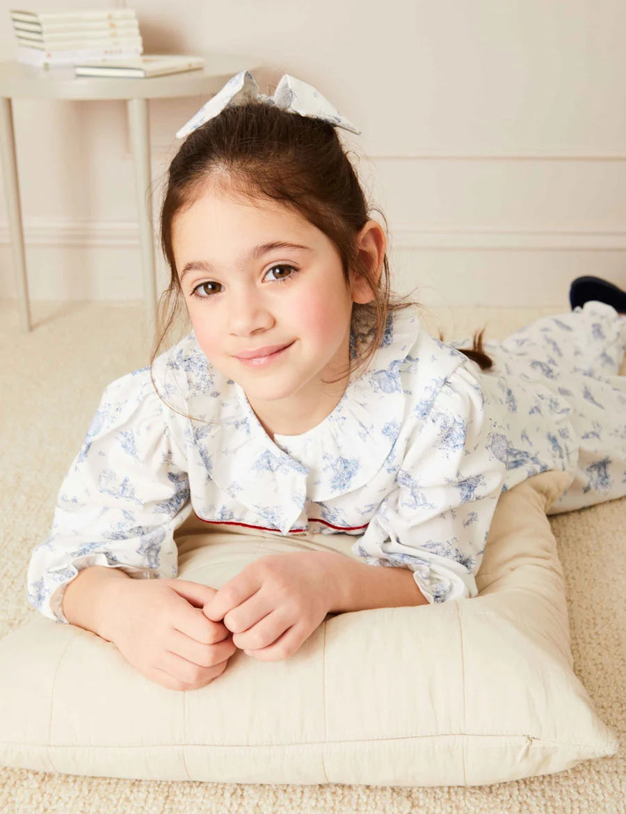 Toile Scrunchie in Blue Hair Accessories from Pepa London