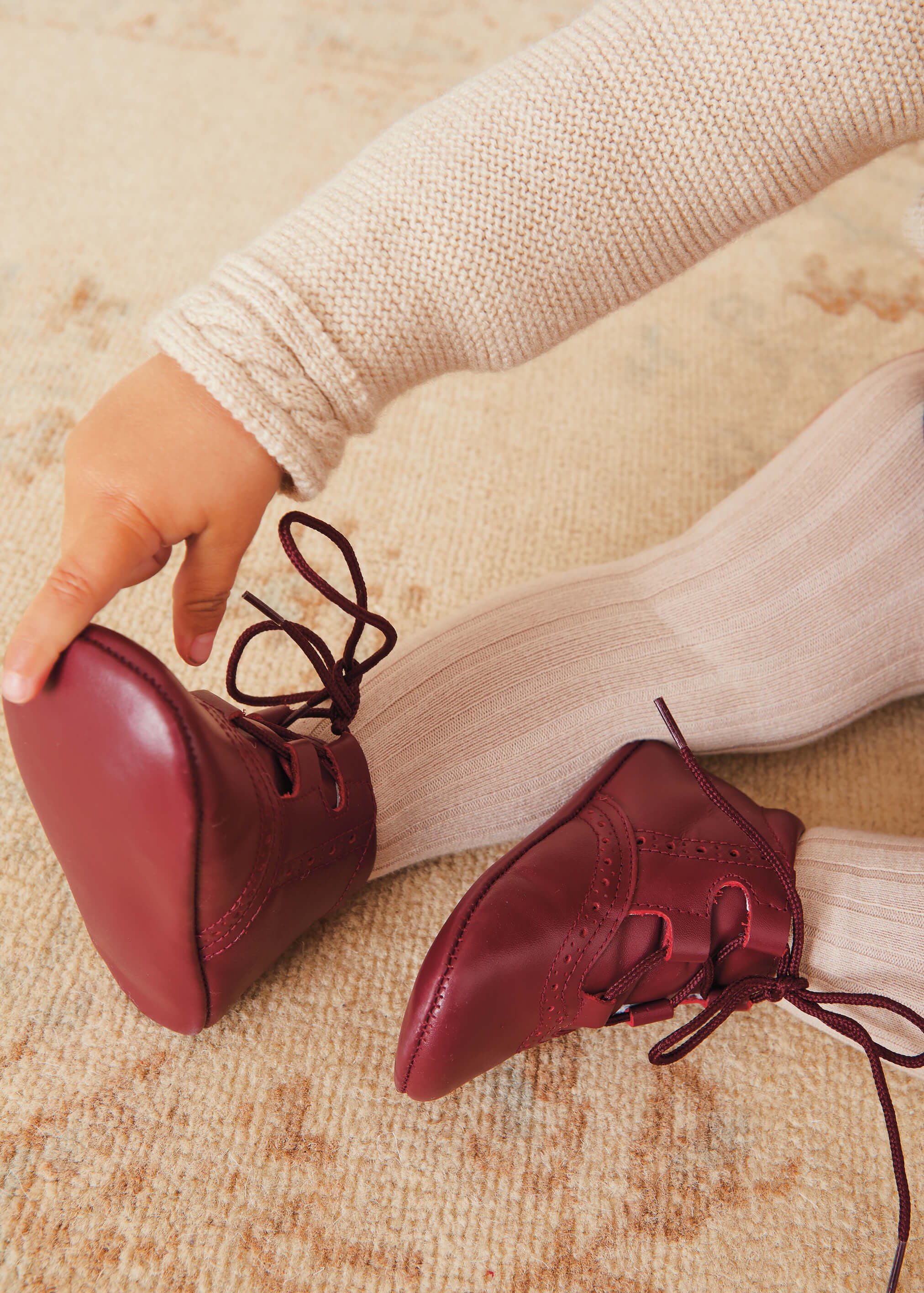 Oxford Pram Booties in Burgundy (17-20EU) Shoes from Pepa London