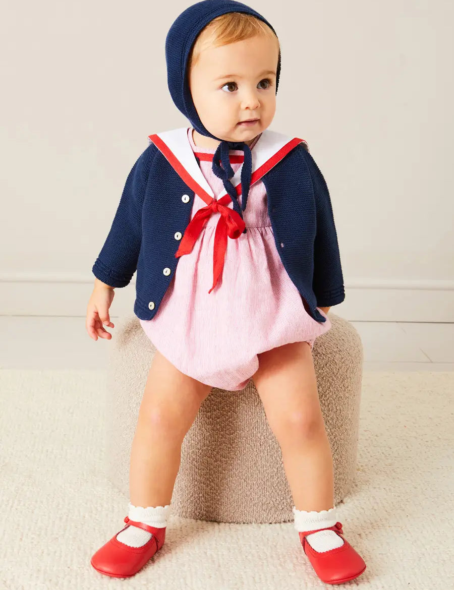 Plain Cardigan in Navy (6mths-10yrs) Knitwear from Pepa London