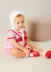Lawrence Striped Mariner Collar Short Sleeve Romper in Red (6mths-3yrs) ROMPERS from Pepa London