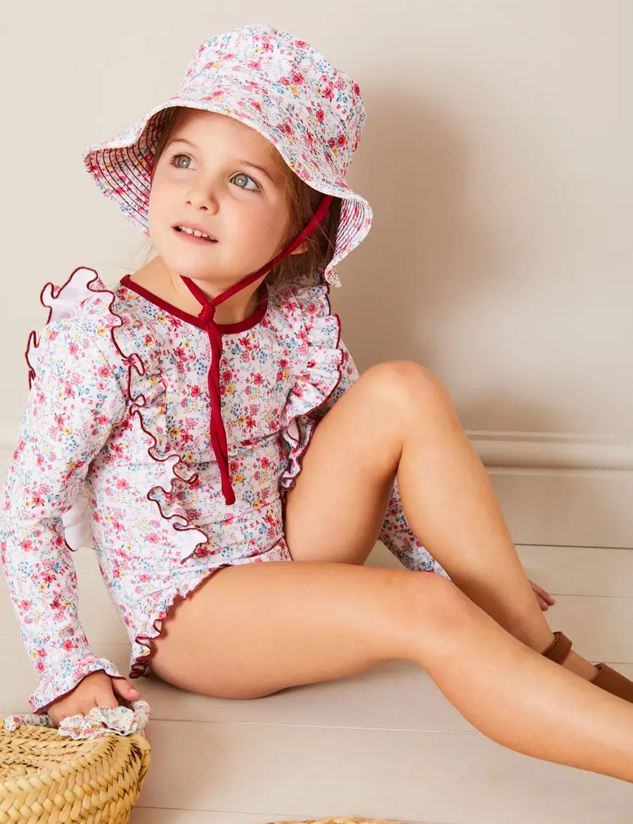 Louisa Floral Beach Hat in Pink (S-M) ACCESSORIES from Pepa London