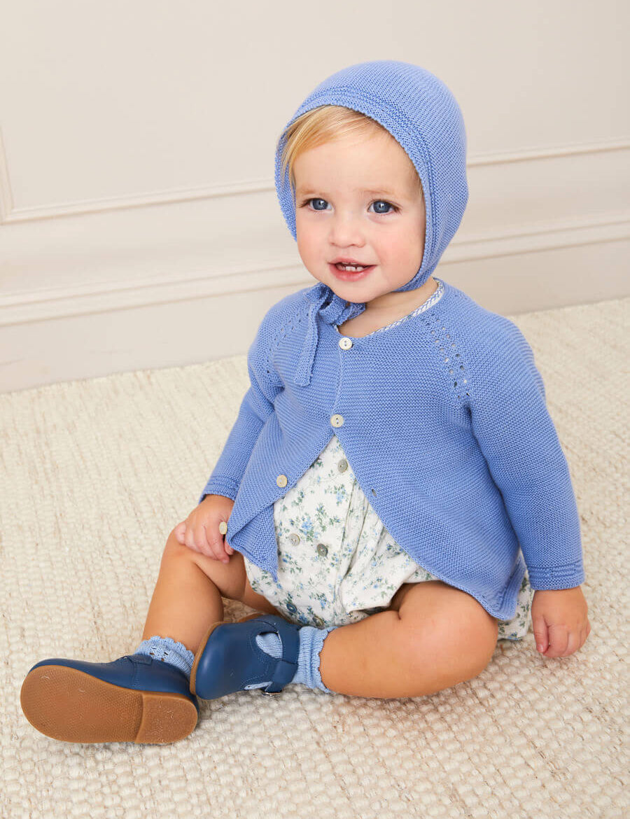 Openwork Knitted Bonnet in Blue (S-L) Knitted Accessories from Pepa London