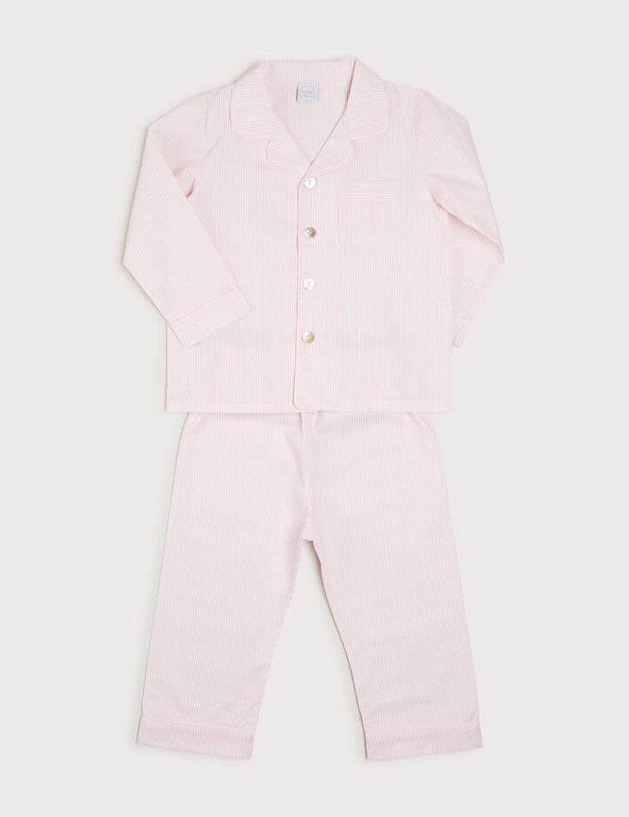 Striped Chest Pocket Pyjamas in Pink (12mths-10yrs) Nightwear from Pepa London