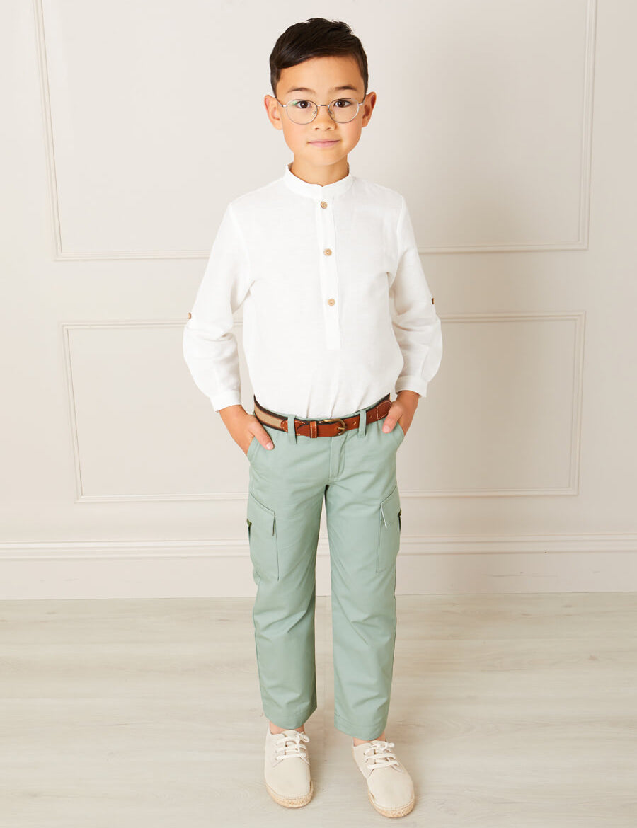 Cargo Pocket Trousers in Green (4-10yrs) Trousers from Pepa London