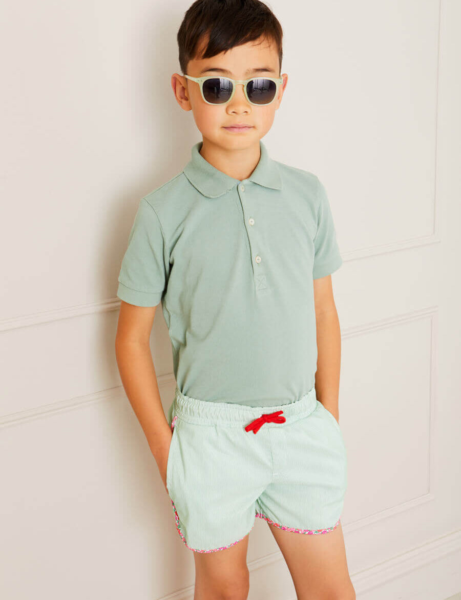 Striped Swim Shorts in Green (2-8yrs) Swimwear from Pepa London