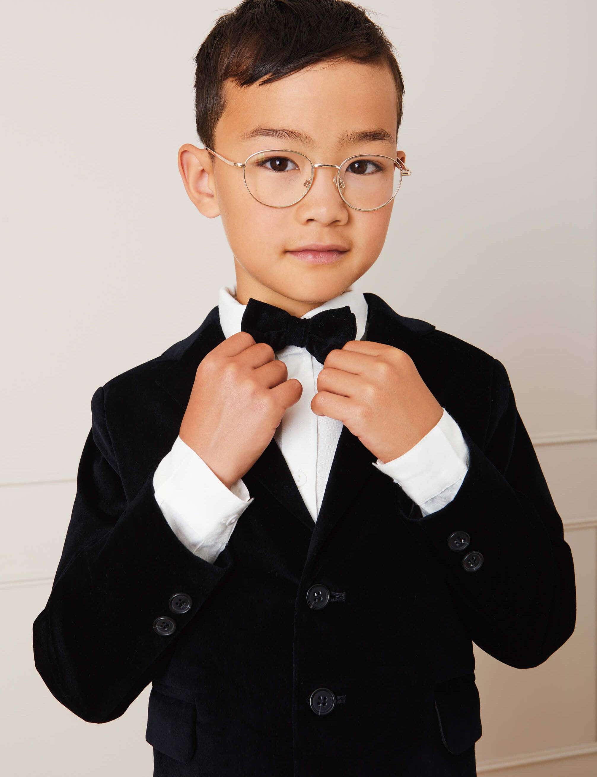 Velvet Three Button Blazer Jacket In Black (4-10yrs) COATS from Pepa London