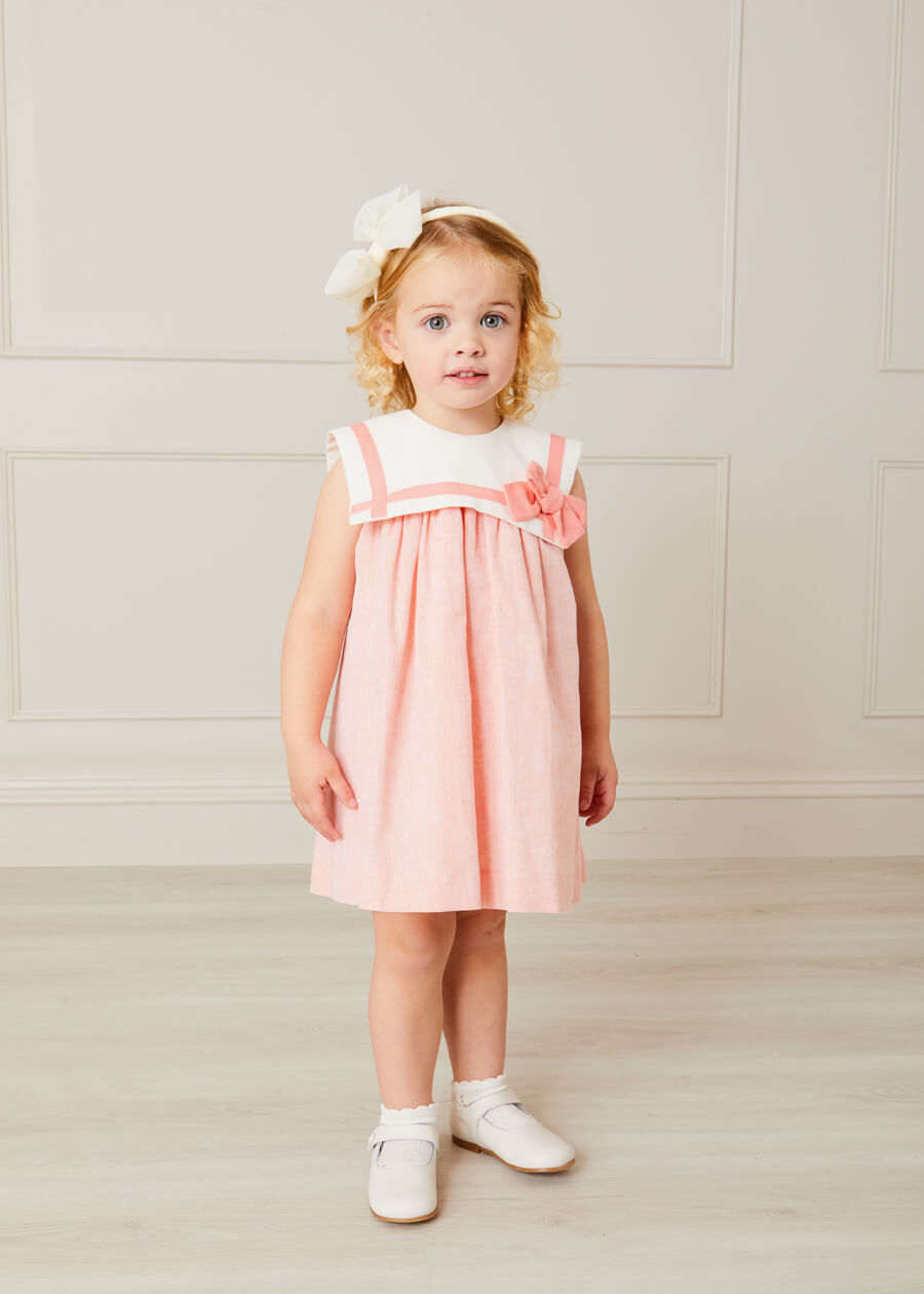 The Peach Trapeze Dress Baby Girl Look Look from Pepa London