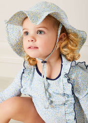 Matilda Floral Print Beach Hat in Blue (1-8yrs) Accessories  from Pepa London