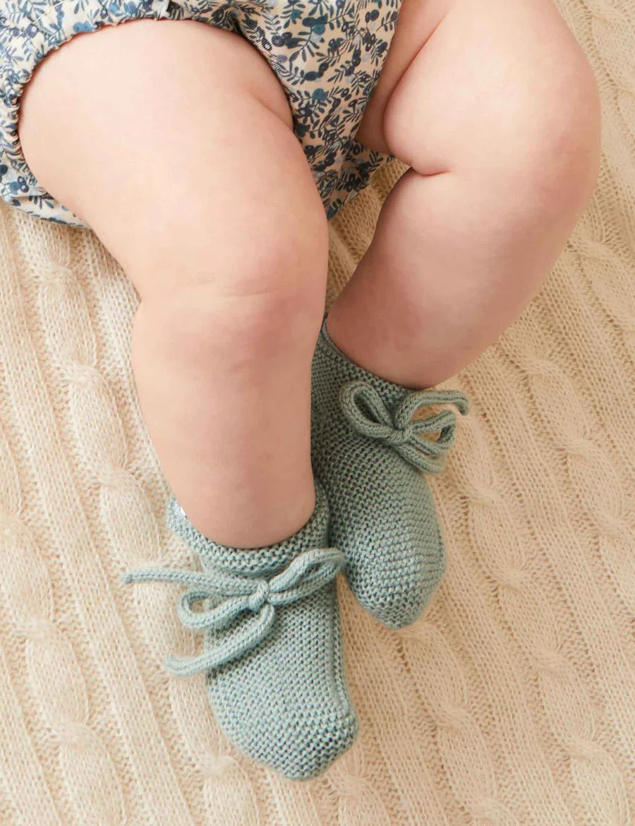 Knitted Booties in Green Shoes from Pepa London