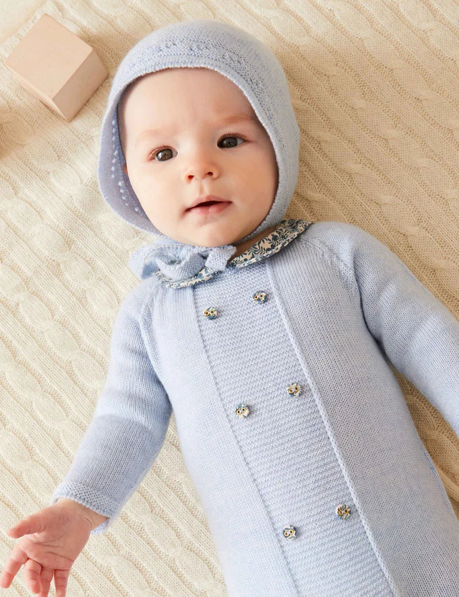 Openwork Bonnet In Blue (S-L) KNITTED ACCESSORIES from Pepa London