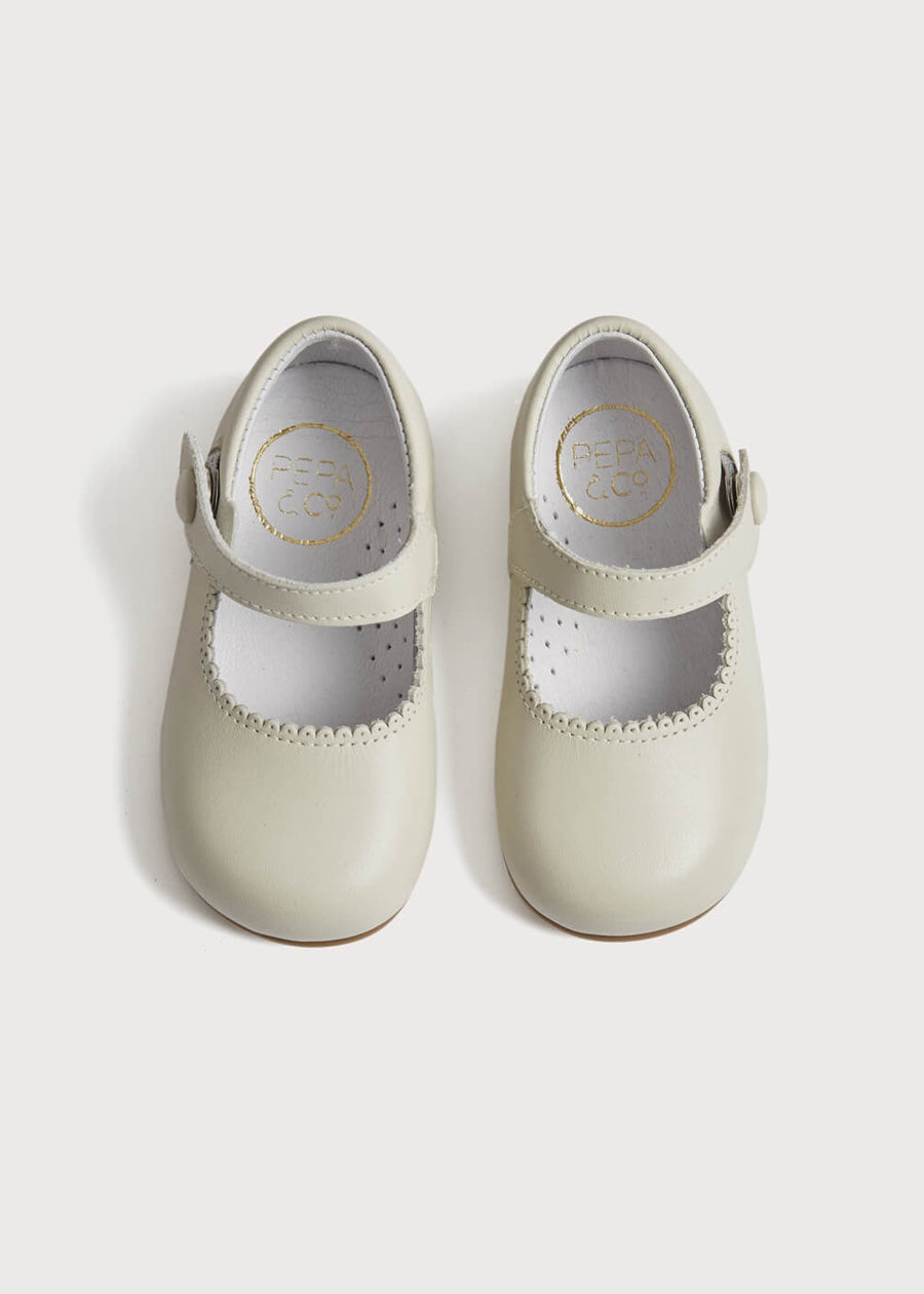 Mary Jane Leather Baby Shoes in Ivory (20-24EU) Shoes from Pepa London