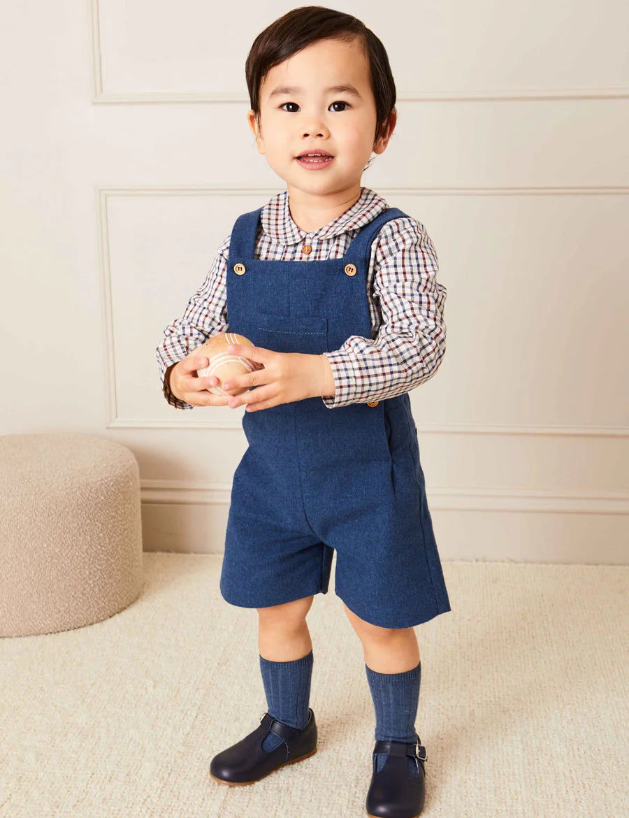 Wool Front Pocket Dungarees in Blue (18mths-5yrs) Dungarees from Pepa London