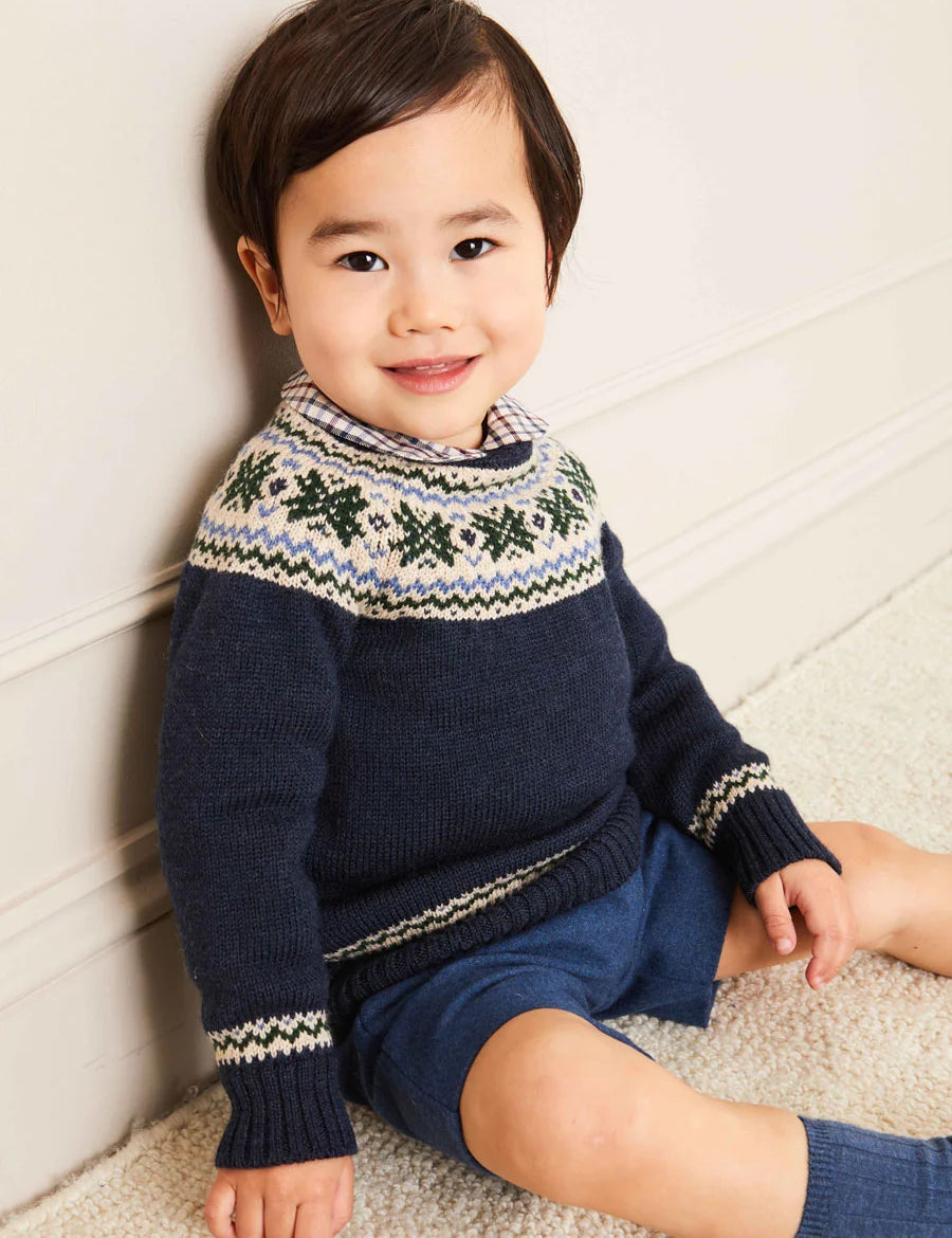 Classic Fair Isle Jumper in Navy (18mths-10yrs) Knitwear from Pepa London