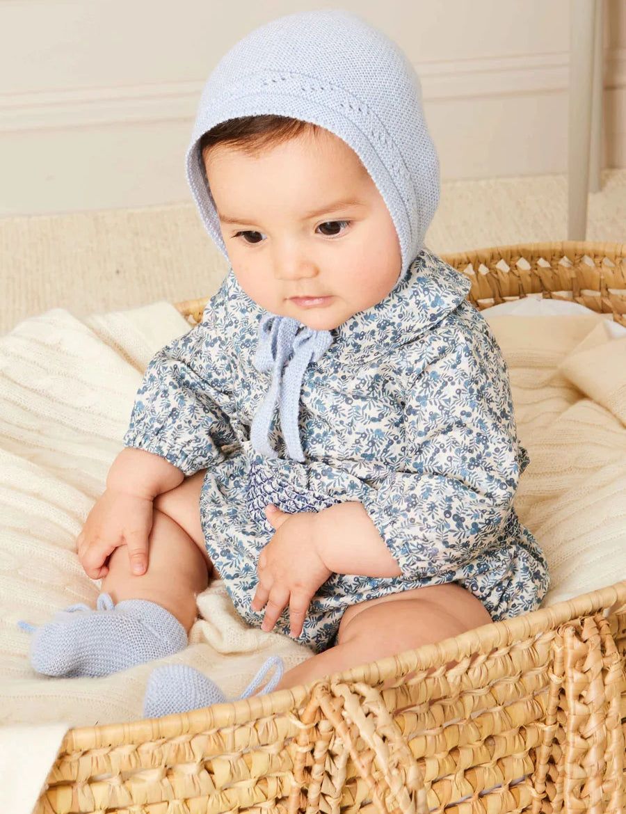 Evelyn Floral Long Sleeve Blouse in Blue (1-6mths) Blouses from Pepa London