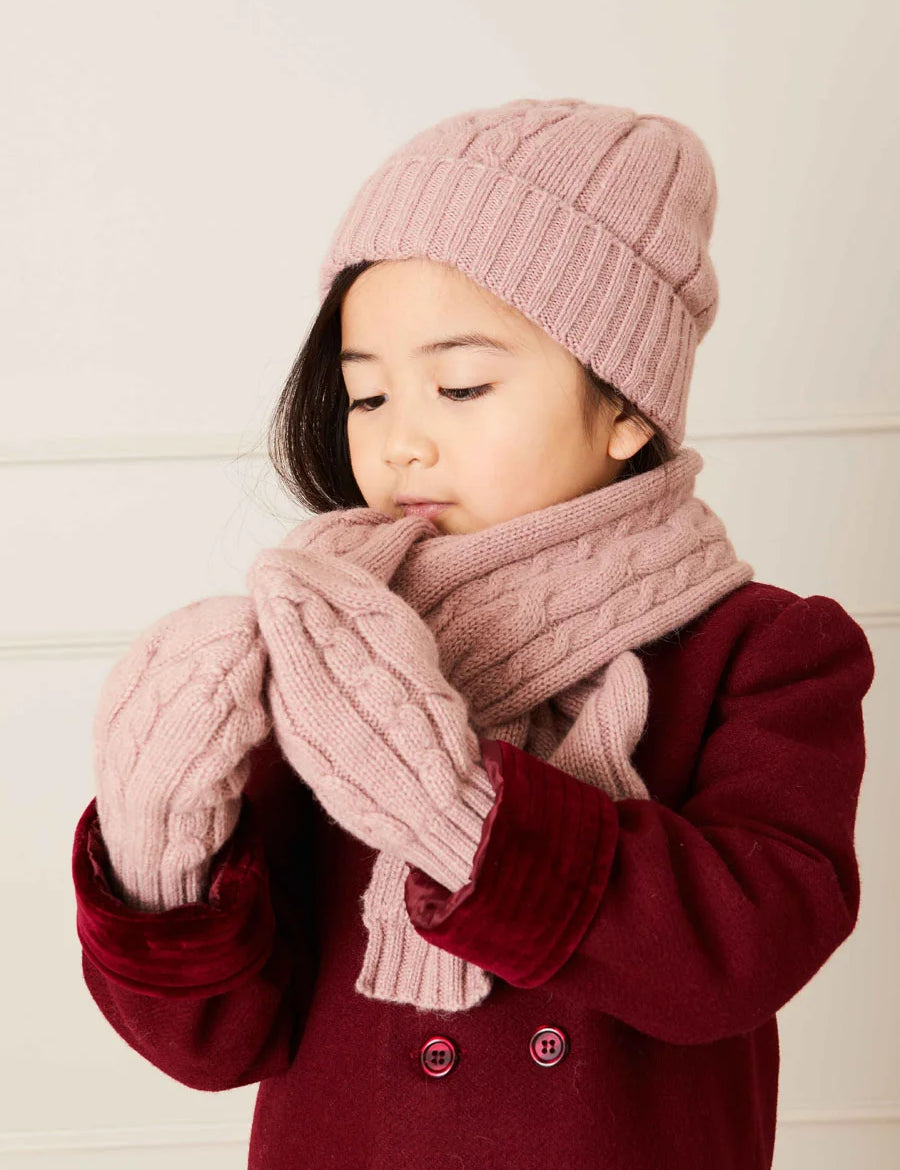 Cable Detial Knitted Mittens in Pink (S-L) Accessories from Pepa London