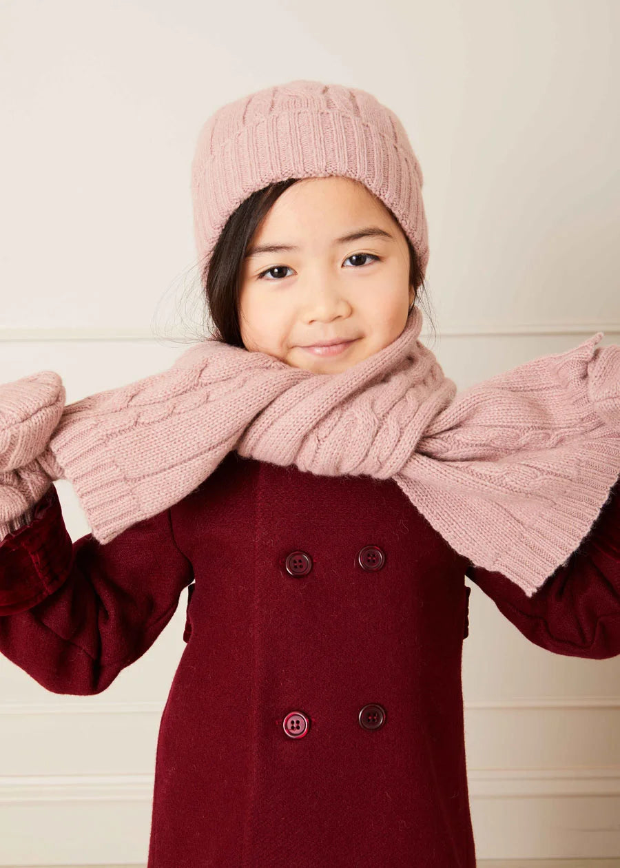 Cable Detail Knitted Scarf in Pink Accessories from Pepa London