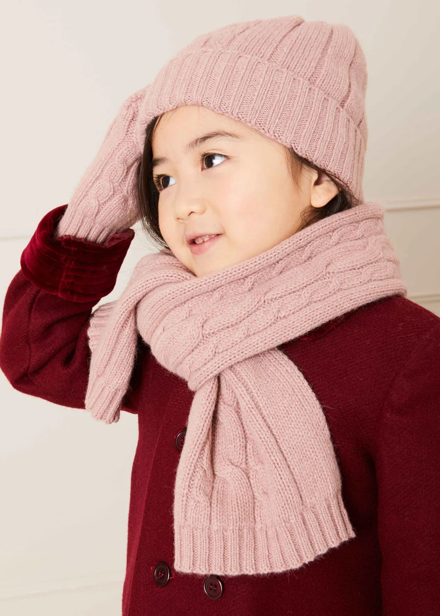Cable Detail Knitted Hat in Pink (S-L) Accessories from Pepa London