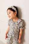 Emilia Floral Print Short Sleeve Playsuit in Green (4-10yrs) Dungarees  from Pepa London