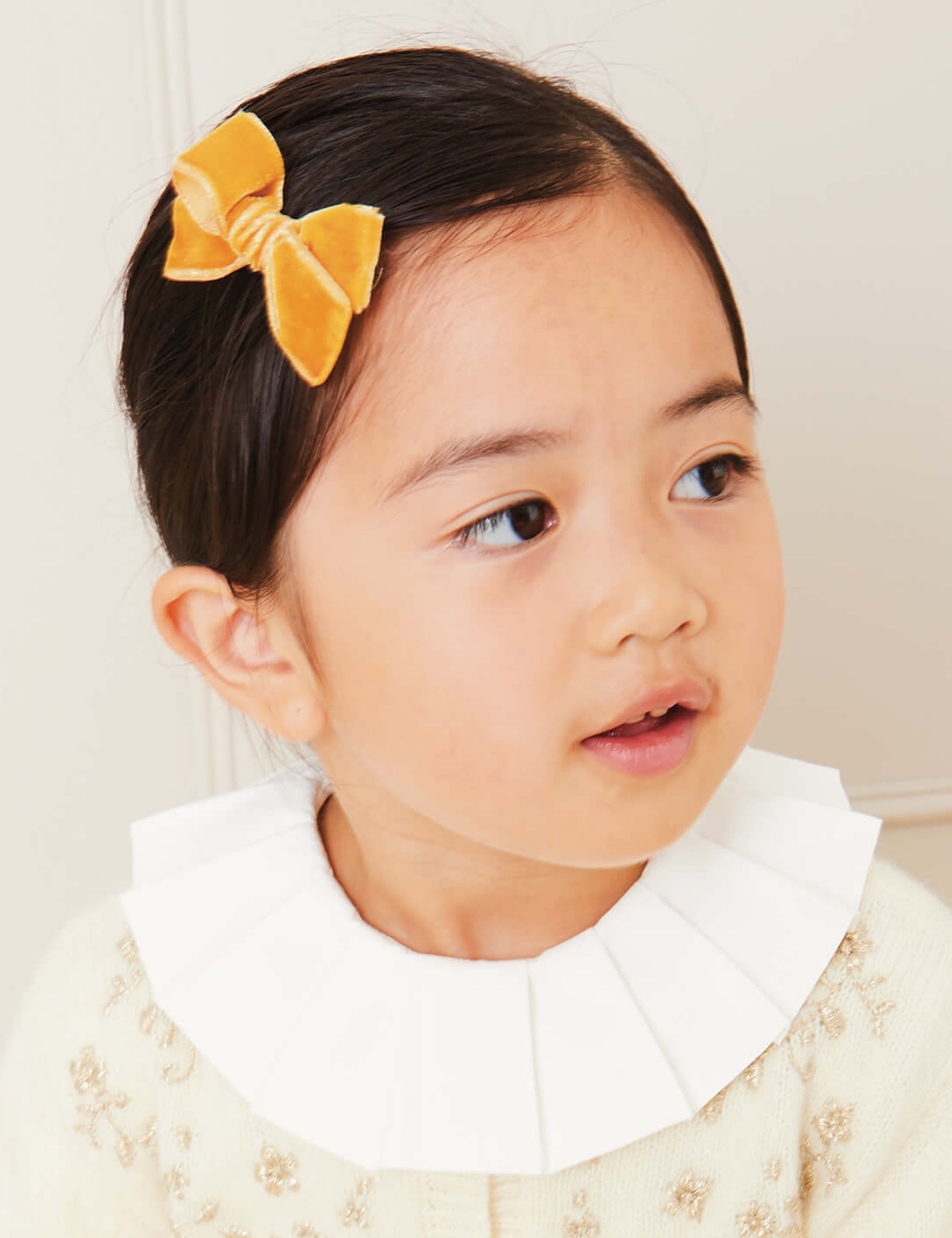 Velvet Medium Bow Hair Clip in Mustard Hair Accessories from Pepa London
