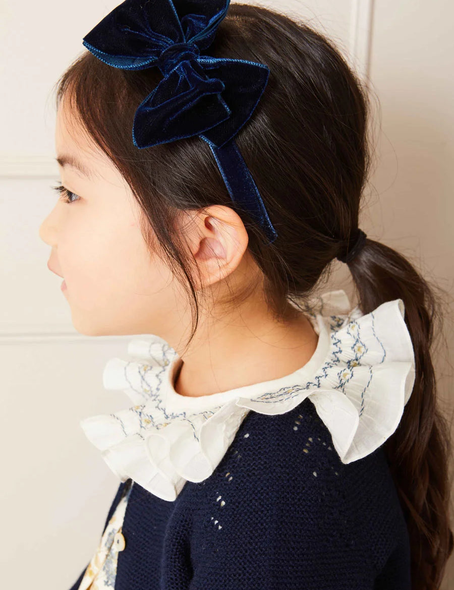 Velvet Hair-Band in Navy Hair Accessories from Pepa London