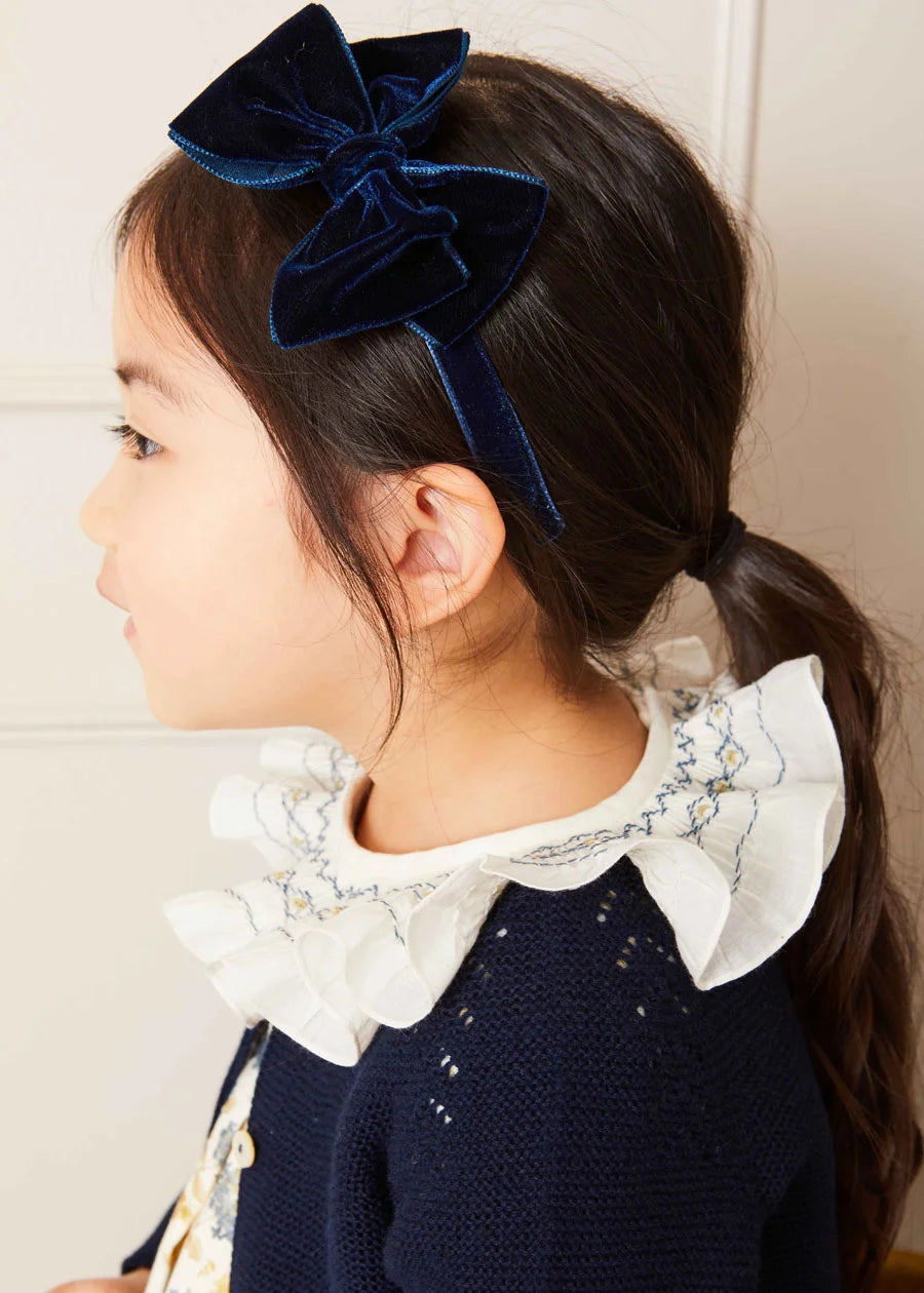 Velvet Hair-Band in Navy Hair Accessories from Pepa London