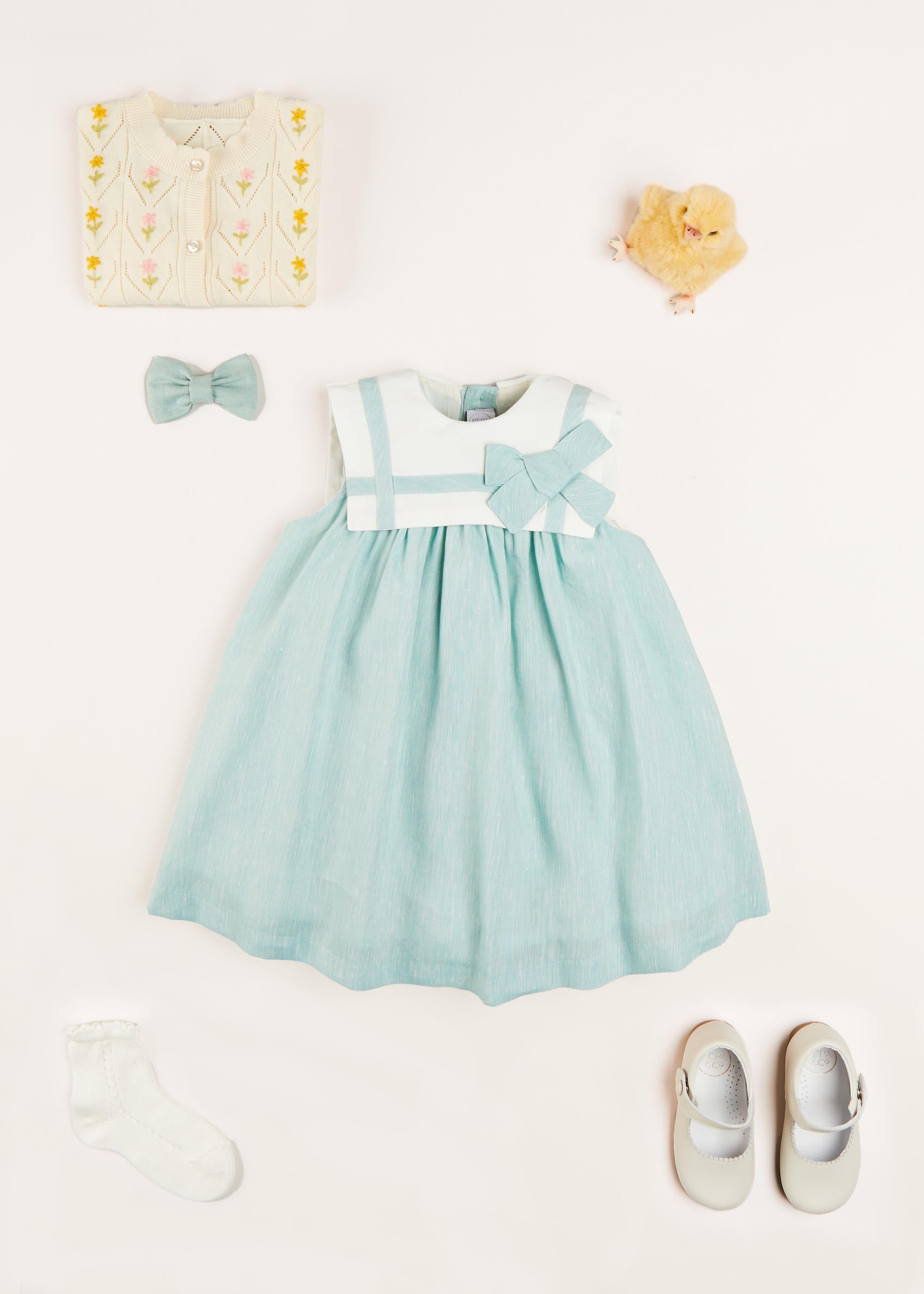 The Mint Trapeze Dress Baby Girl Look Look from Pepa London