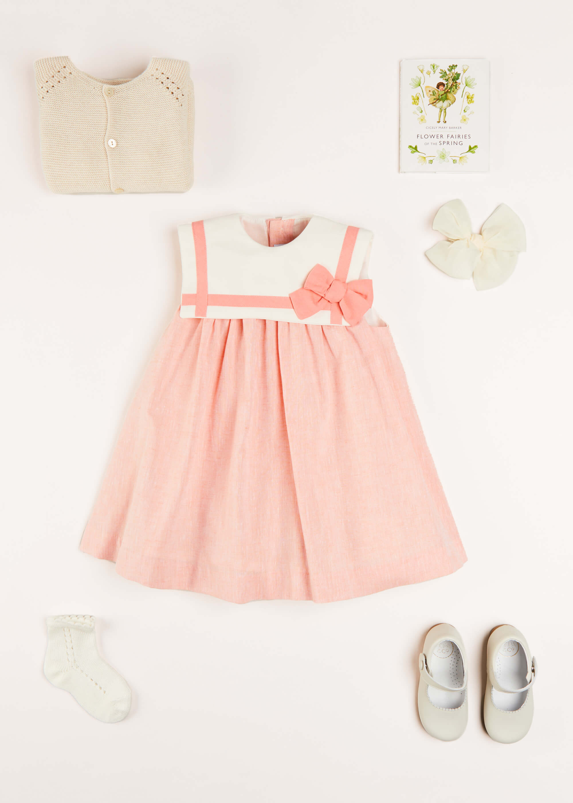 The Peach Trapeze Dress Baby Girl Look Look from Pepa London