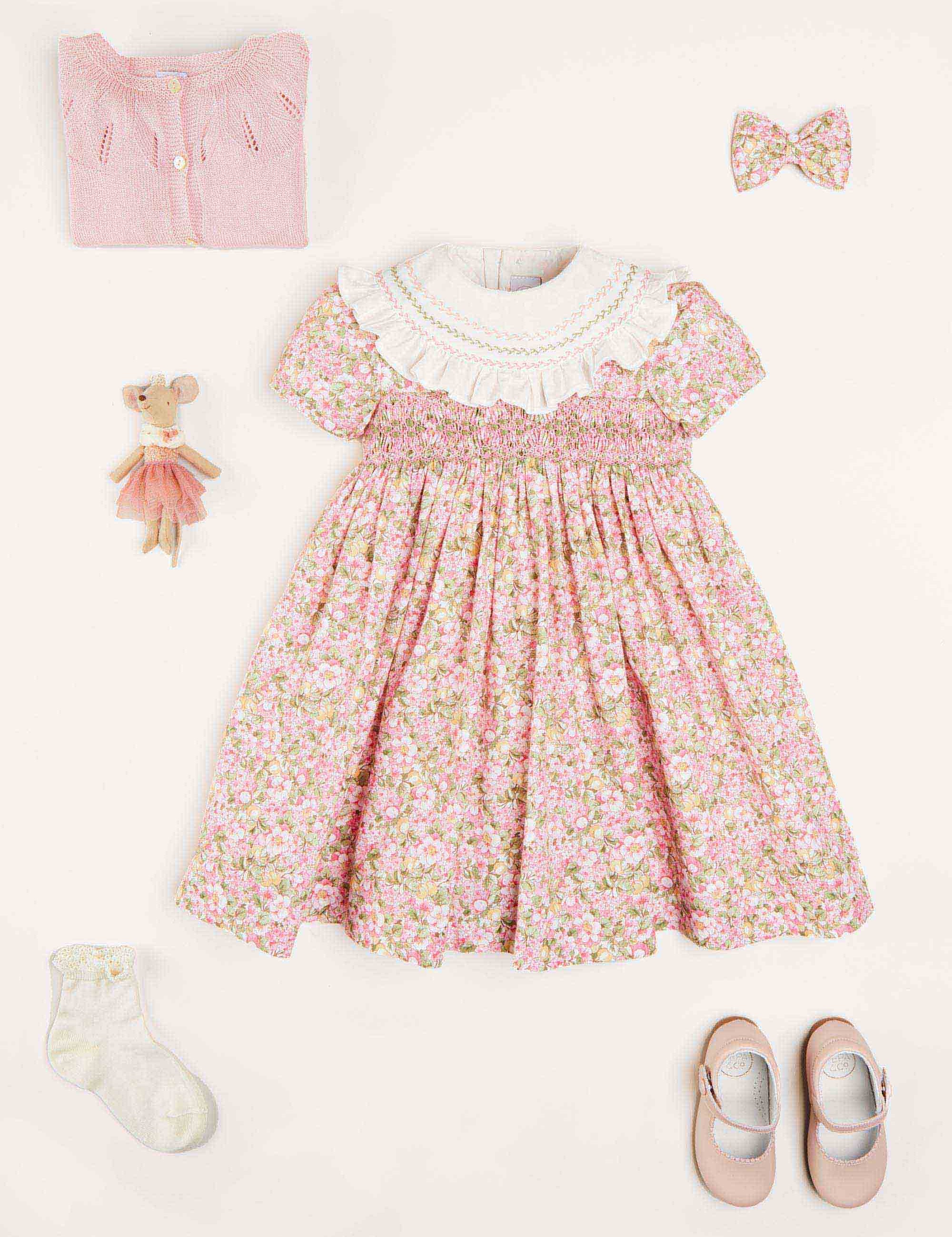 Eloise Floral Print Medium Bow Clip in Pink Hair Accessories from Pepa London