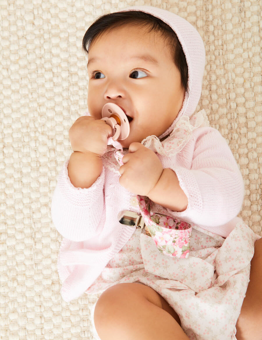 Eloise Floral Print Clip Dummy in Pink Accessories from Pepa London